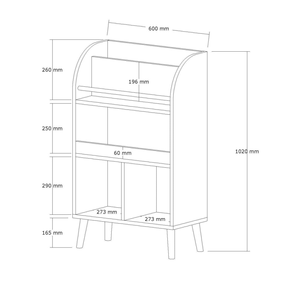 Libreria in legno "Minola" - 60 x 30 x 102 cm - Beige