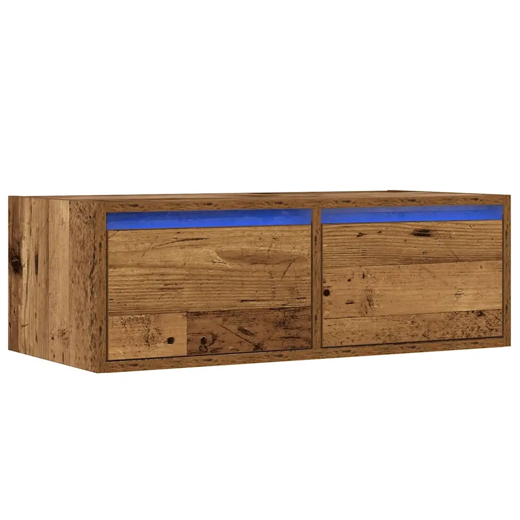 vidaXL Mobile Porta TV con Luci LED Legno Antico 75x35,5x25 cm