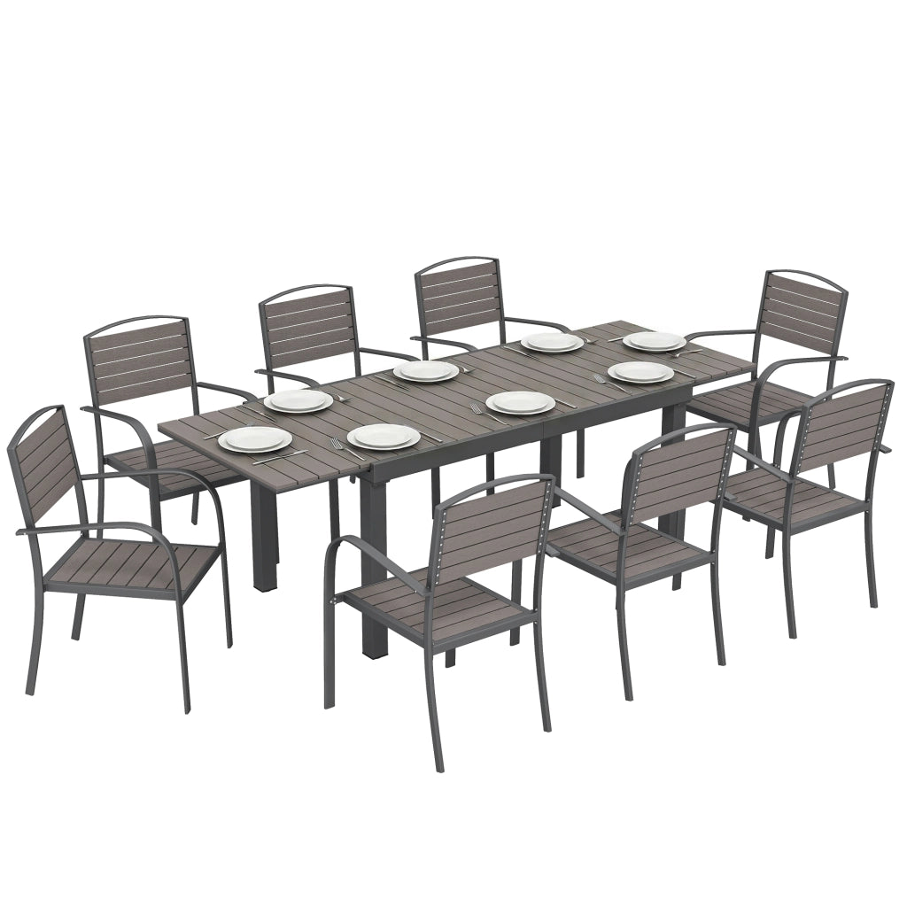 Tavolo da giardino allungabile per 8 persone ¨C zephmum ¨C grigio, alluminio, 150-225 cm