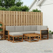 Set di divani da esterno 7 pcs Naturale e Grigio Chiaro