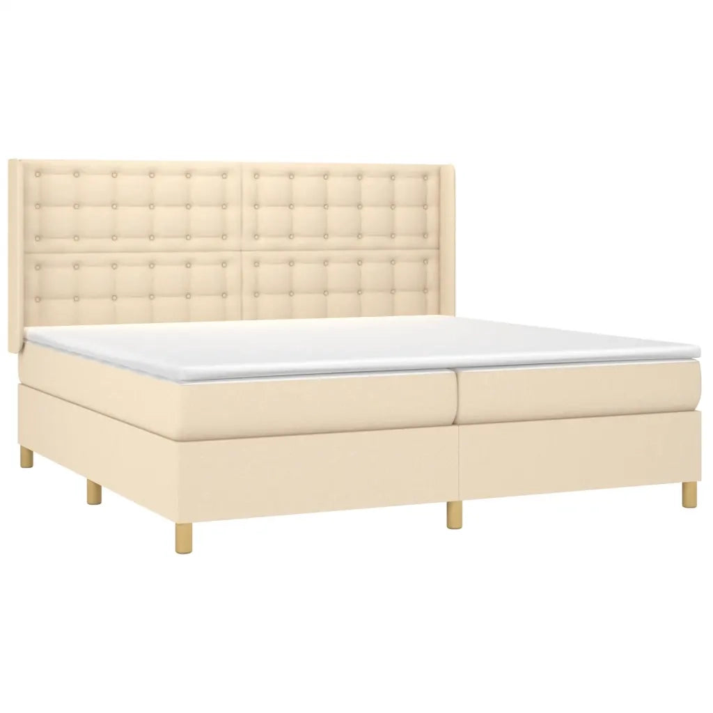 Giroletto a Molle con Materasso Crema 200x200 cm in Tessuto 3132342