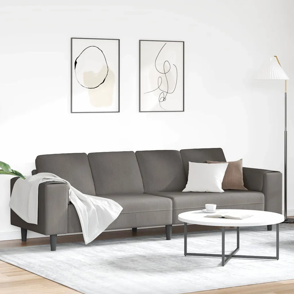 Divano Grigio chiaro 250 x 77 x 76 cm Tessuto in Cords 3335100