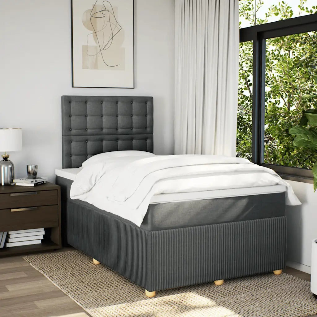 Giroletto a Molle con Materasso Grigio Scuro 120x200 cm Tessuto