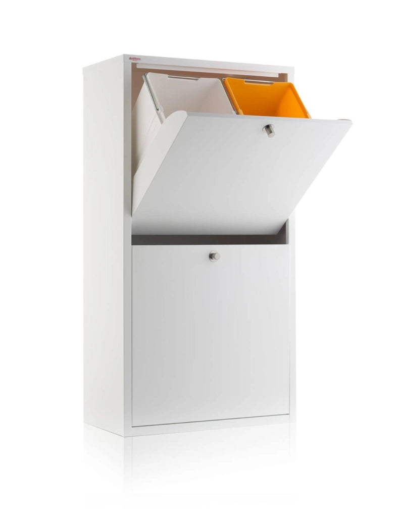 Mobile per la raccolta differenziata EMI – 4 scomparti (80 L), bianco, design moderno e funzionale