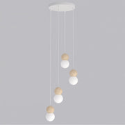 Lampada a sospensione LOOP in acciaio bianco opaco e legno