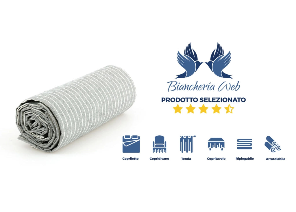Telo Arredo Granfoulard Copritutto Cotone Made Italy Vari Disegni Arredatutto Copriletto Multiuso - 1 Piazza - Lord Grigio