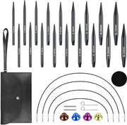 Set di aghi per calze a roncola intercambiabile - Aghi corti 3-6 mm - Aghi in alluminio - Cavi girabili - Ideale per calze - Custodia in metallo