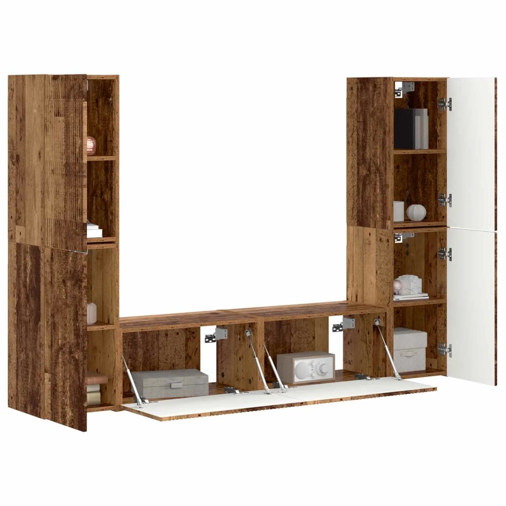 Set mobile TV 6 pz-Credenza per TV Legno vecchio Legno multistrato 693057