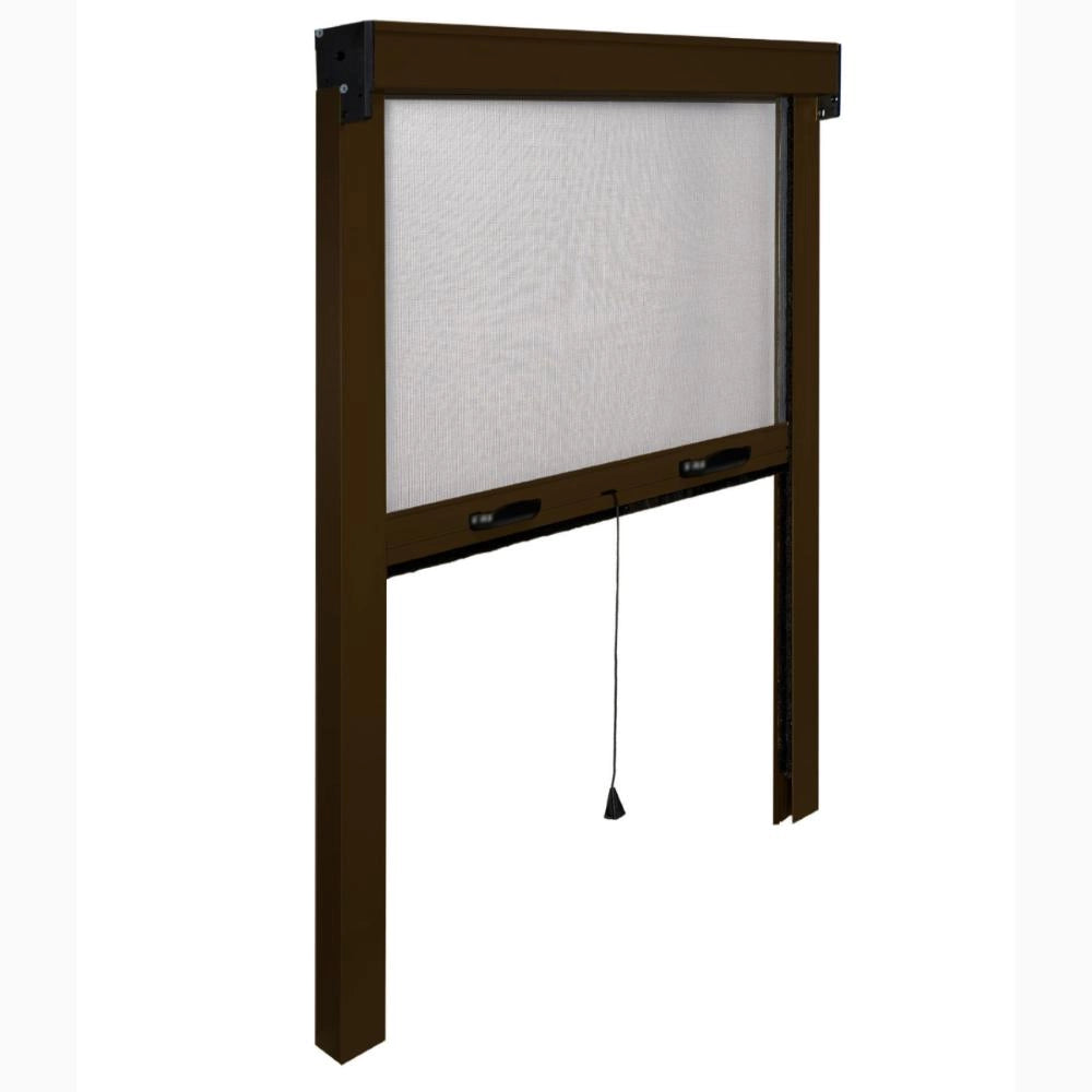 Zanzariera a Rullo Verticale in Fibra di Vetro Riducibile 160x170H cm Telaio Alluminio MARRONE