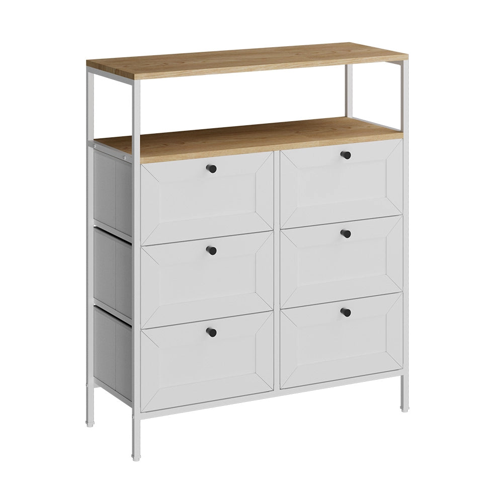 Vicco Tavolino Bianco 80 x 95 cm 6 cassetti