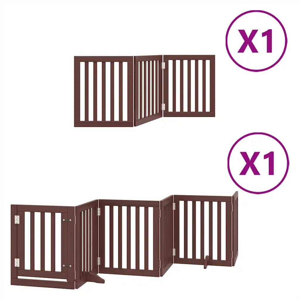 Cancello Cani Porta Pieghevole Marrone 9 Pannelli 450cm Pioppo CFW1883563