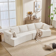 Divano modulare curvo dal design moderno in velluto bianco per soggiorno