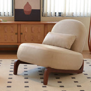Poltrona senza braccioli con gambe in legno in tessuto camel