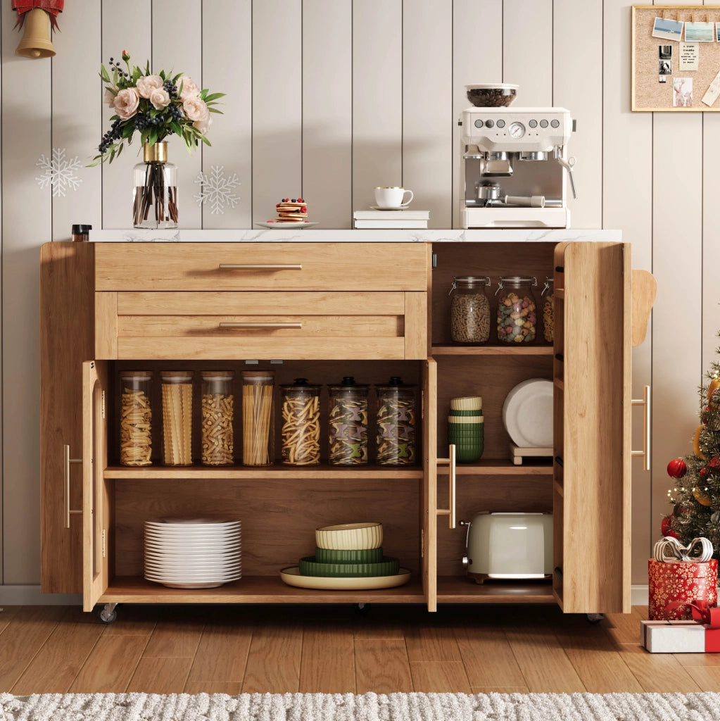 Isola cucina mobile con piano ribaltabile e ruote