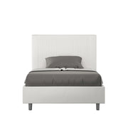 BS COM Letto una piazza e mezza con rete imbottito 120x200 similpelle bianco