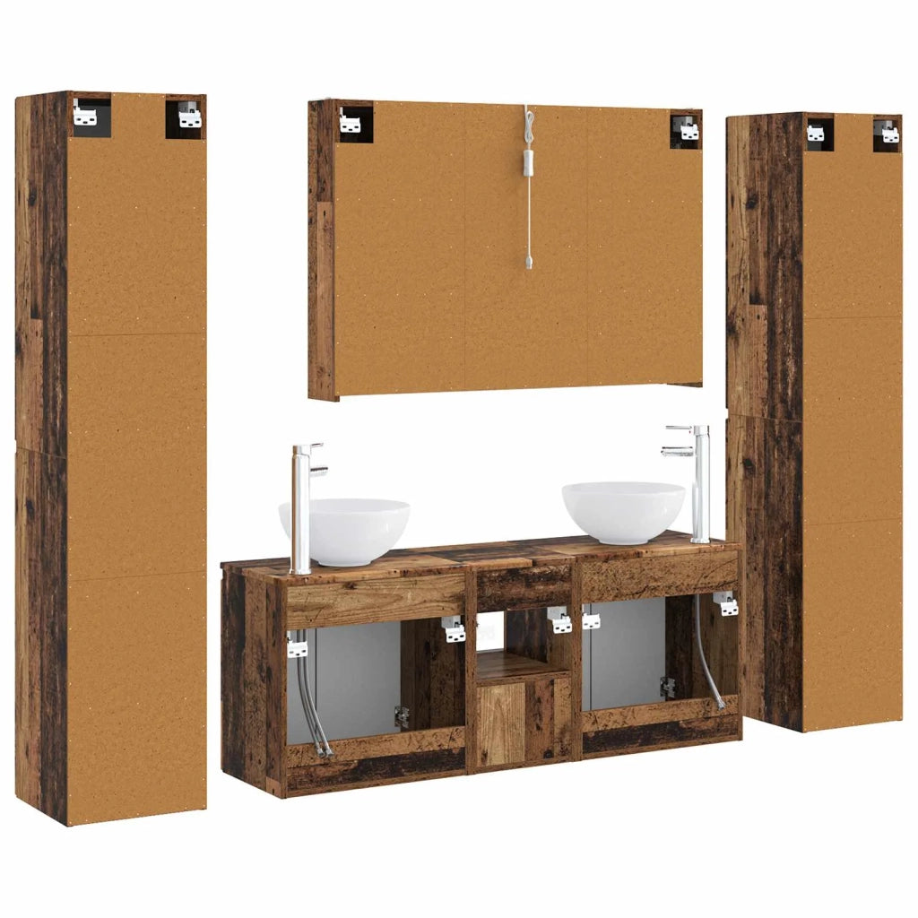 Set di mobili per il bagno 6 pcs Legno antico 3407221