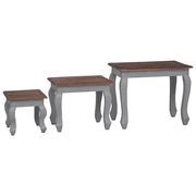 Set Tavolini a Incastro 3 pz in Legno Massello di Recupero cod mxl 22711