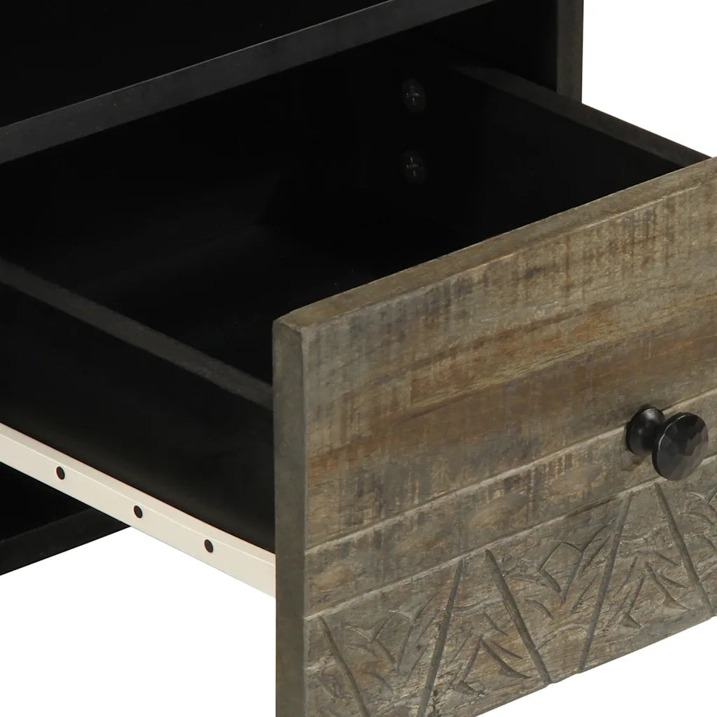 Mobile Porta TV Nero 100x33x46 cm in Legno Massello di Mango