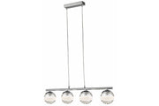 Lampada sospesa Dream cromata 4 sfere vetro con cristalli G9