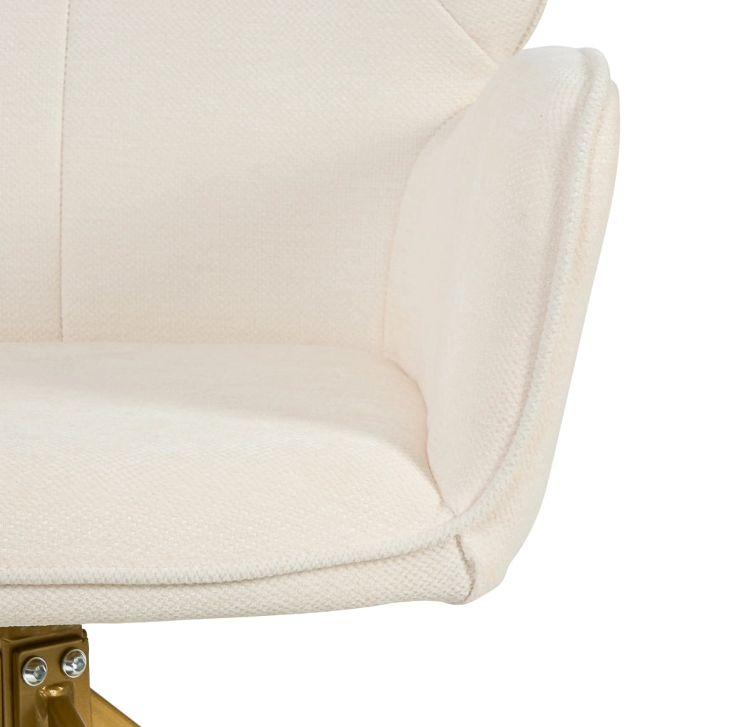 Set di 2 sedie girevoli 60.0x56.0x59.0 cm con schienale e braccioli in chenille e metallo crema