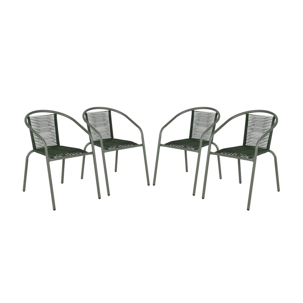 Set 4 poltrone da giardino in resina naturale, verde kaki