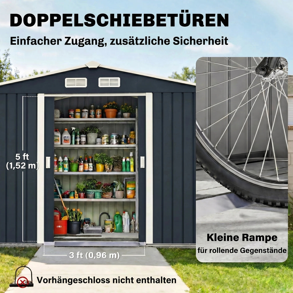 Casetta da giardino ¨C zephmum ¨C grigio scuro acciaio galvanizzato 277x195x192 cm
