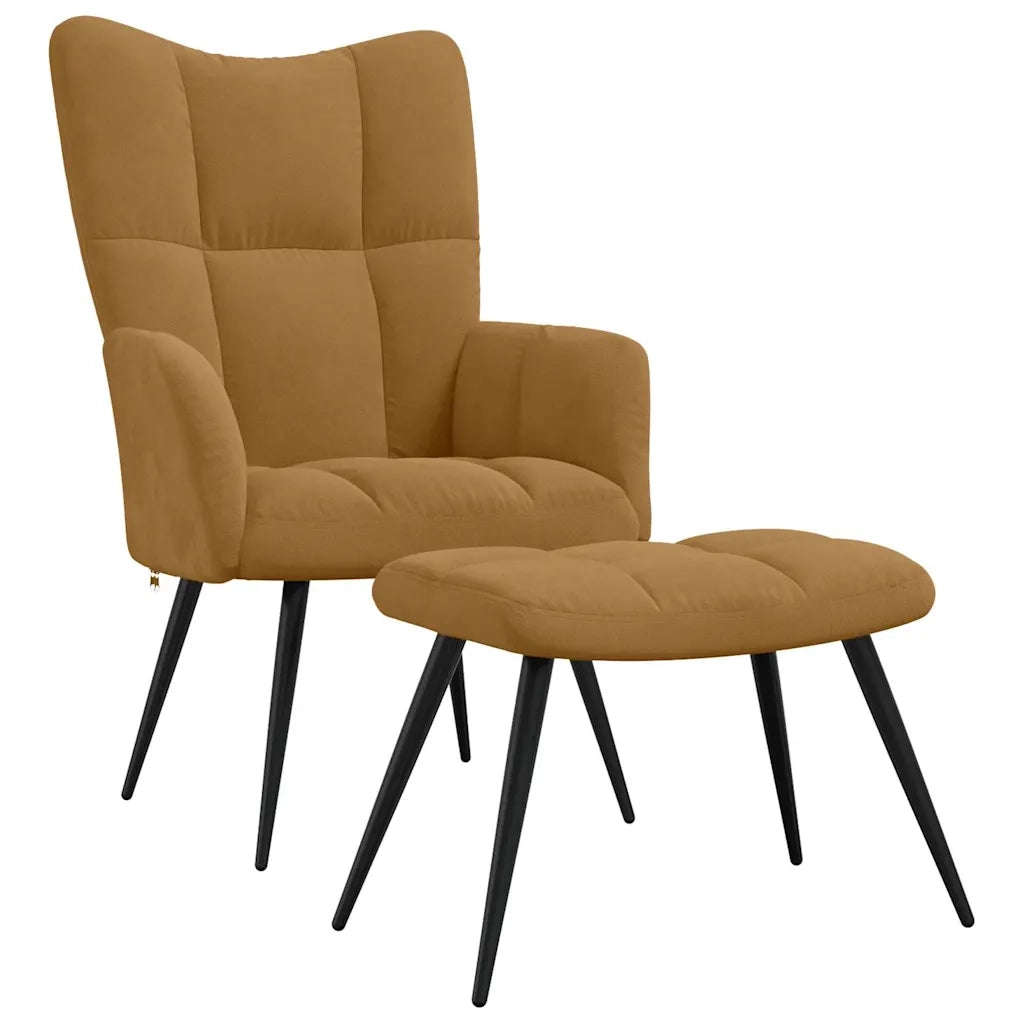 Divano Sedia-Poltrona Relax con Poggiapiedi Marrone in Velluto 715302