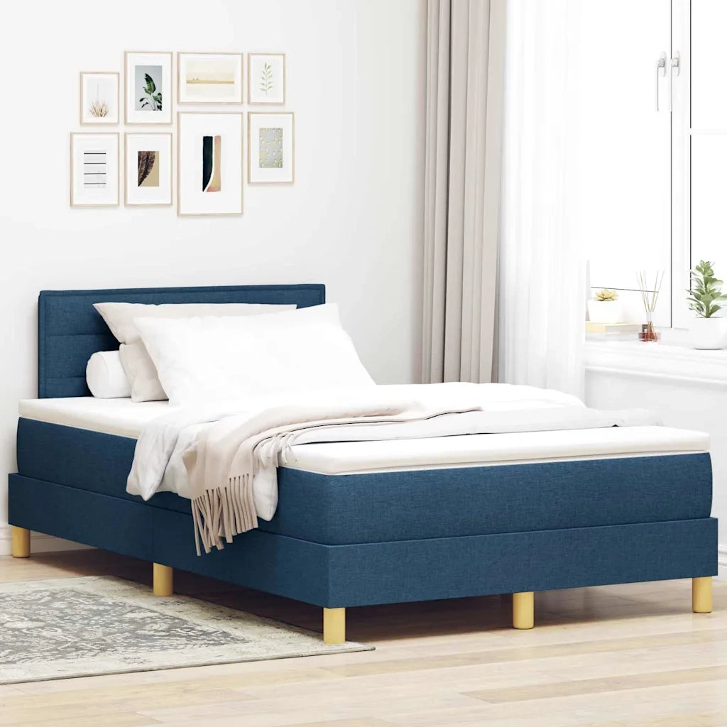 Letto a Sorgente LED con materasso Blu 120 x 190 cm Tessuto