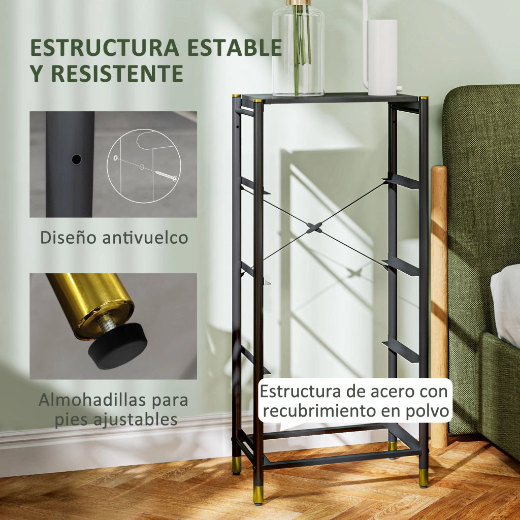 Cajonera Tessuto 4 Cassetti Fronte PU Struttura Acciaio ¨C zephmum ¨C Nero