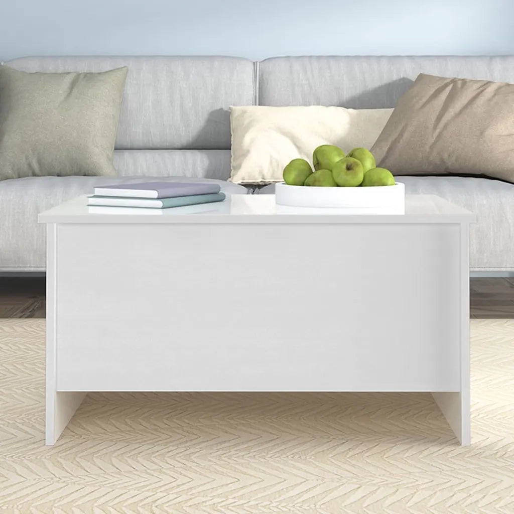 Tavolino Salotto Bianco Lucido 80x55,5x41,5cm Legno Multistrato 809680