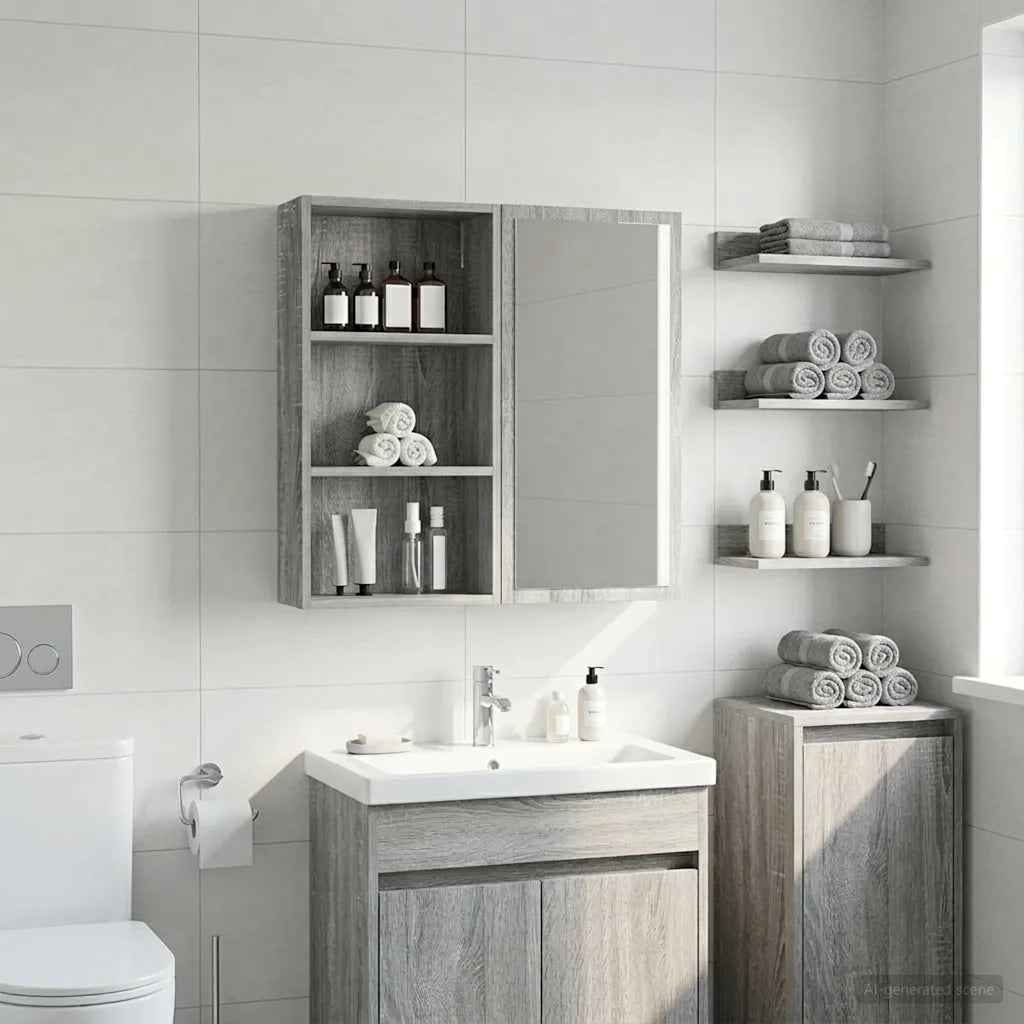 Armadio da bagno a muro Sonoma grigia 40 x 14 x 70 cm 889364