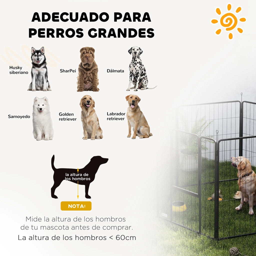 Recinto per Cani 6 Pannelli 100cm con Porta Interno Esterno ¨C Xylo ¨C Nero