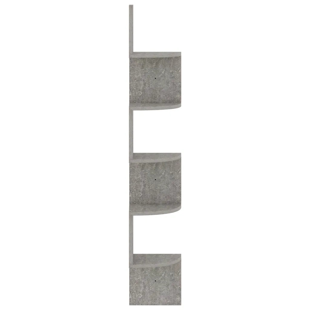 Scaffale Angolare a Muro Grigio Cemento 19x19x123cm Multistrato 326835