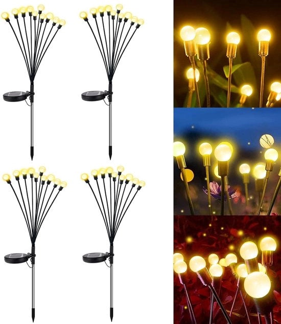 Illuminazione esterna a energia solare - Set di 2 Lampadine a LED IP65 Resistenti all'acqua - Illuminazione esterna per giardino, prato, sentiero, balcone illuminazione esterna a energia solare