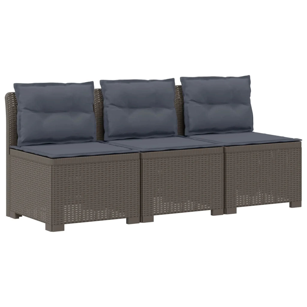 Divano da esterno-Divano da Giardino 3 posti con cuscini in look rattan PP 949619