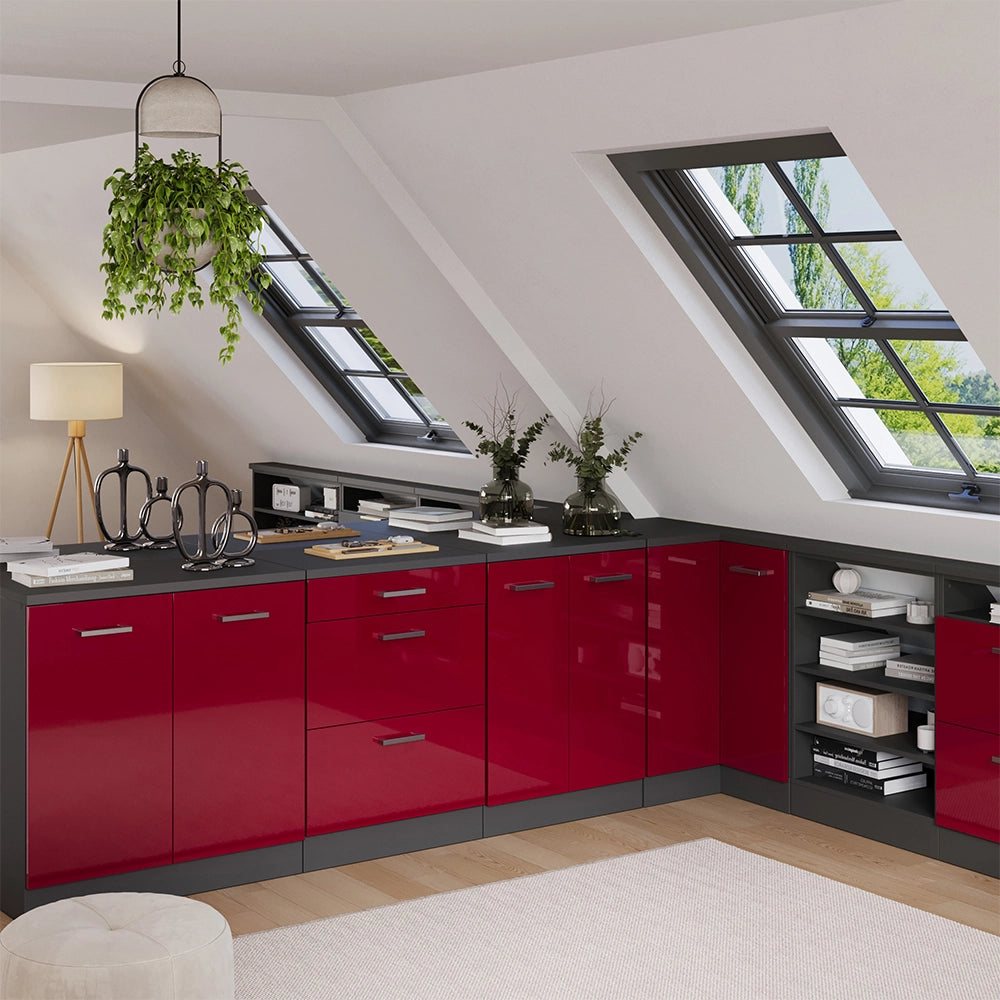 Mobile per mansarda Rion Rosso lucido/Antracite 80 x 83.8 cm senza inclinazione con 2 ante Vicco
