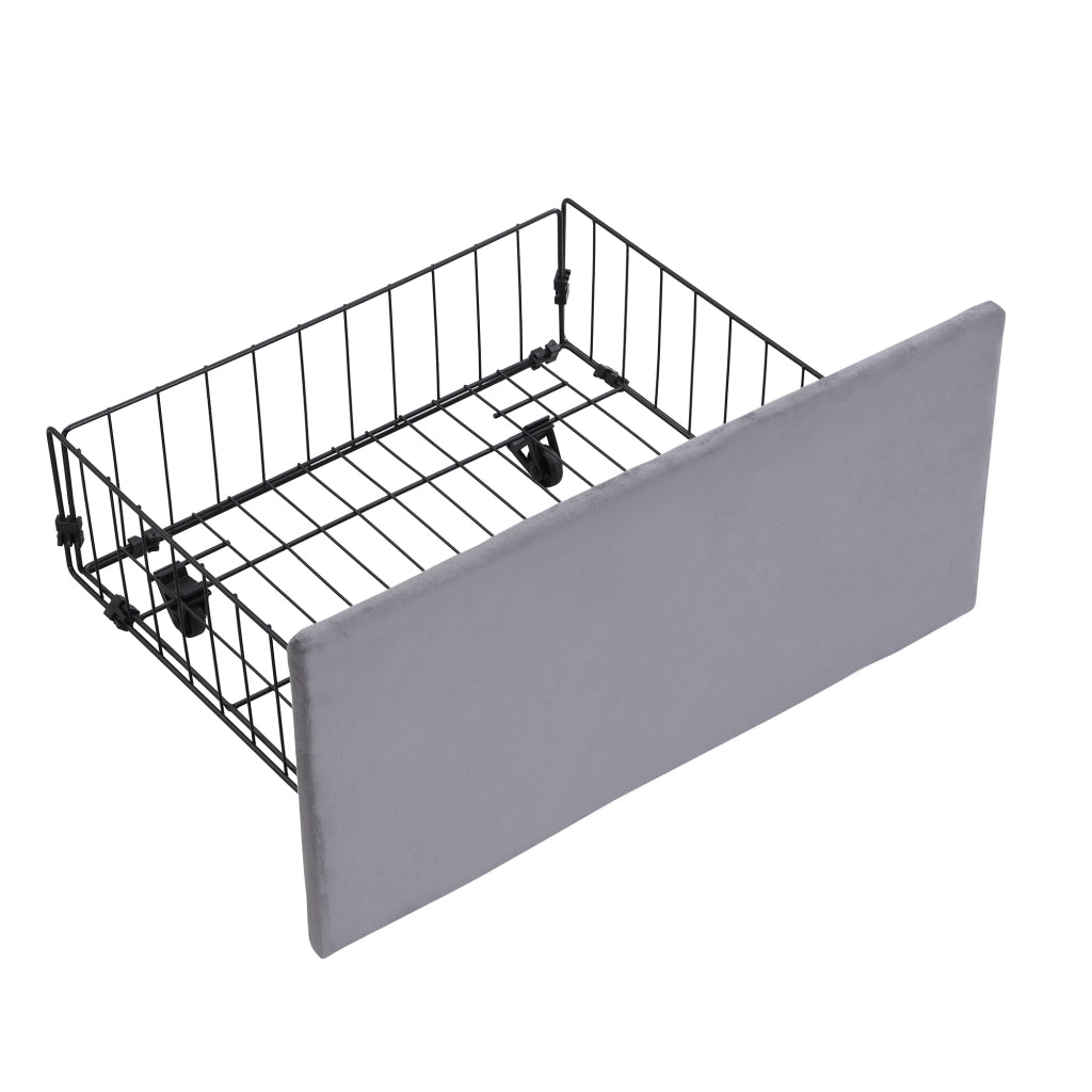 Letto imbottito 160x200 cm in velluto grigio con contenitore, 3 cassetti, testiera regolabile e rete a doghe