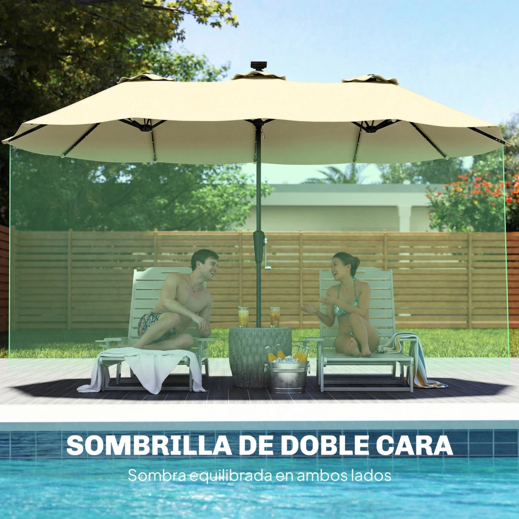 Ombrellone da Giardino 4x2 m ¨C Minimal ¨C Beige con Luci LED UPF50+