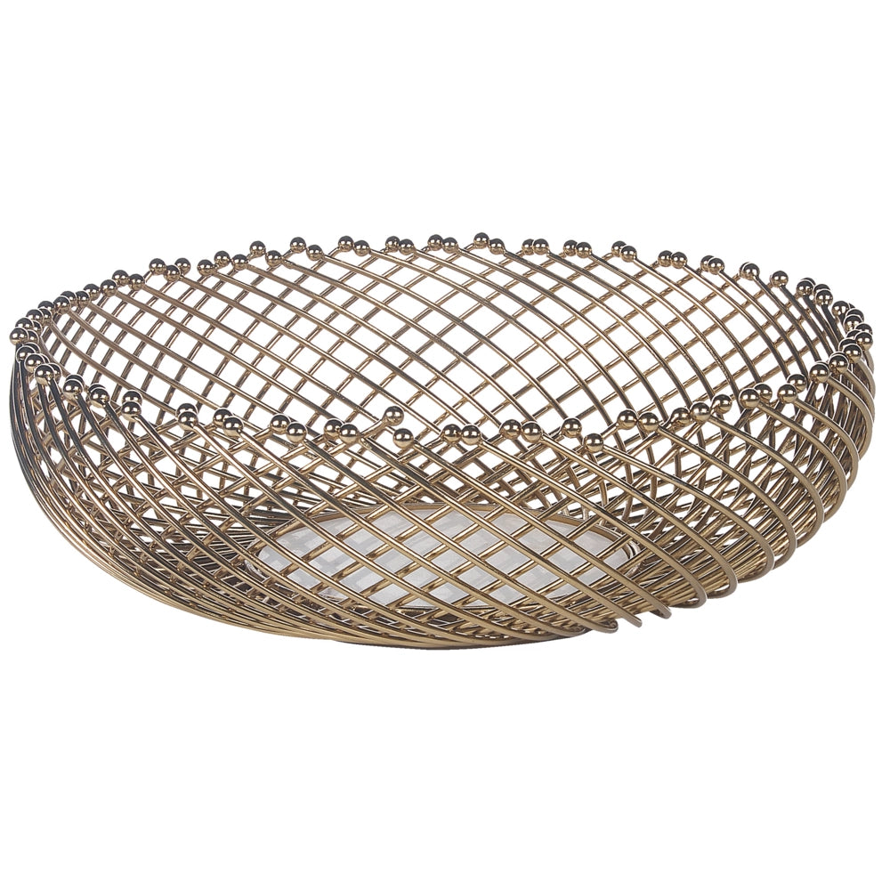 Vassoio decorativo in metallo dorato rotonda d'accento Design traforato