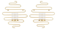 Set 2 Portacandele da Parete 33x10x34 cm in Metallo Oro