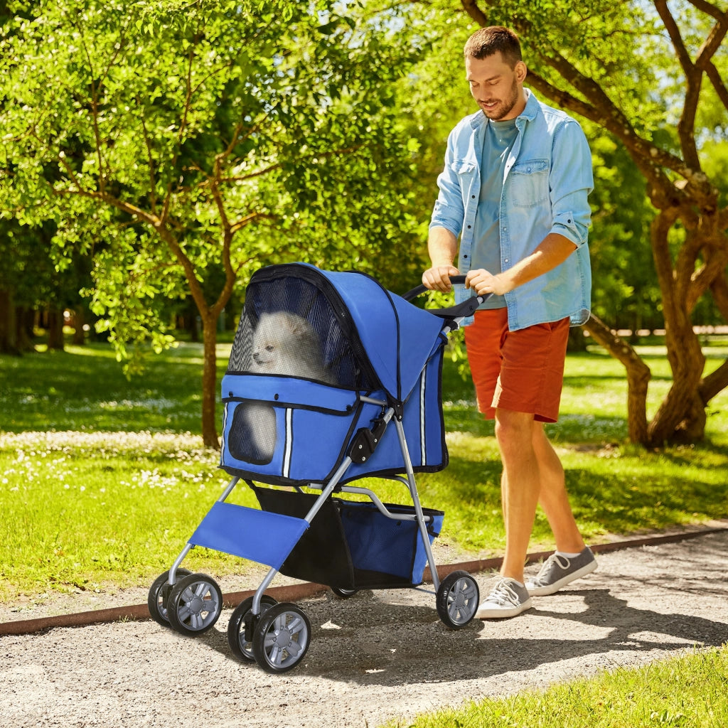 Carrello Portatile per Animali Domestici ¨C zephmum ¨C 75x45x97 cm Blu
