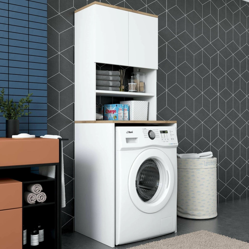 Fiamma, Armadio Multiuso 2 Ante 3 Ripiani, 65x183.6h cm Bianco