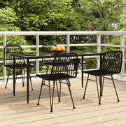 Set da Pranzo da Giardino 5 pz Nero in Polyrattan cod mxl 35588