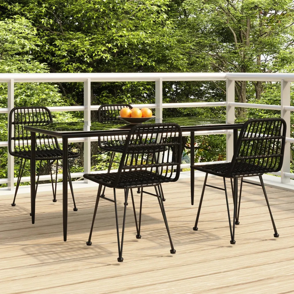 Set da Pranzo da Giardino 5 pz Nero in Polyrattan cod mxl 35588