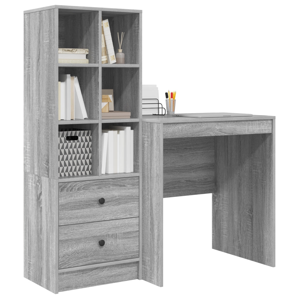 Scrivania con Stoccaggio Grigio Sonoma Legno Ingegnerizzato