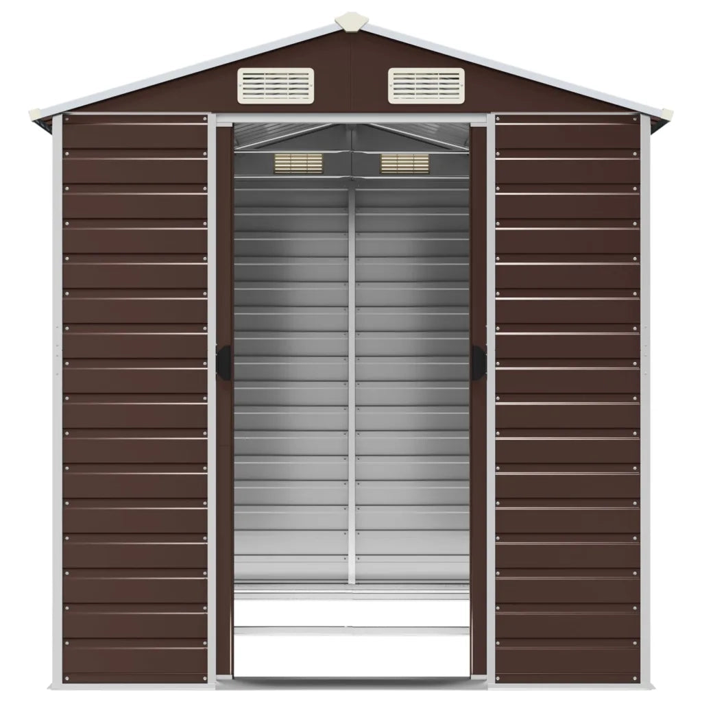 Casetta da giardino marrone 191x215x198 cm in acciaio zincato 3188265