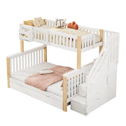 LETTO A CASTELLO Multifunzionale 140x200 cm Legno Bianco e Naturale