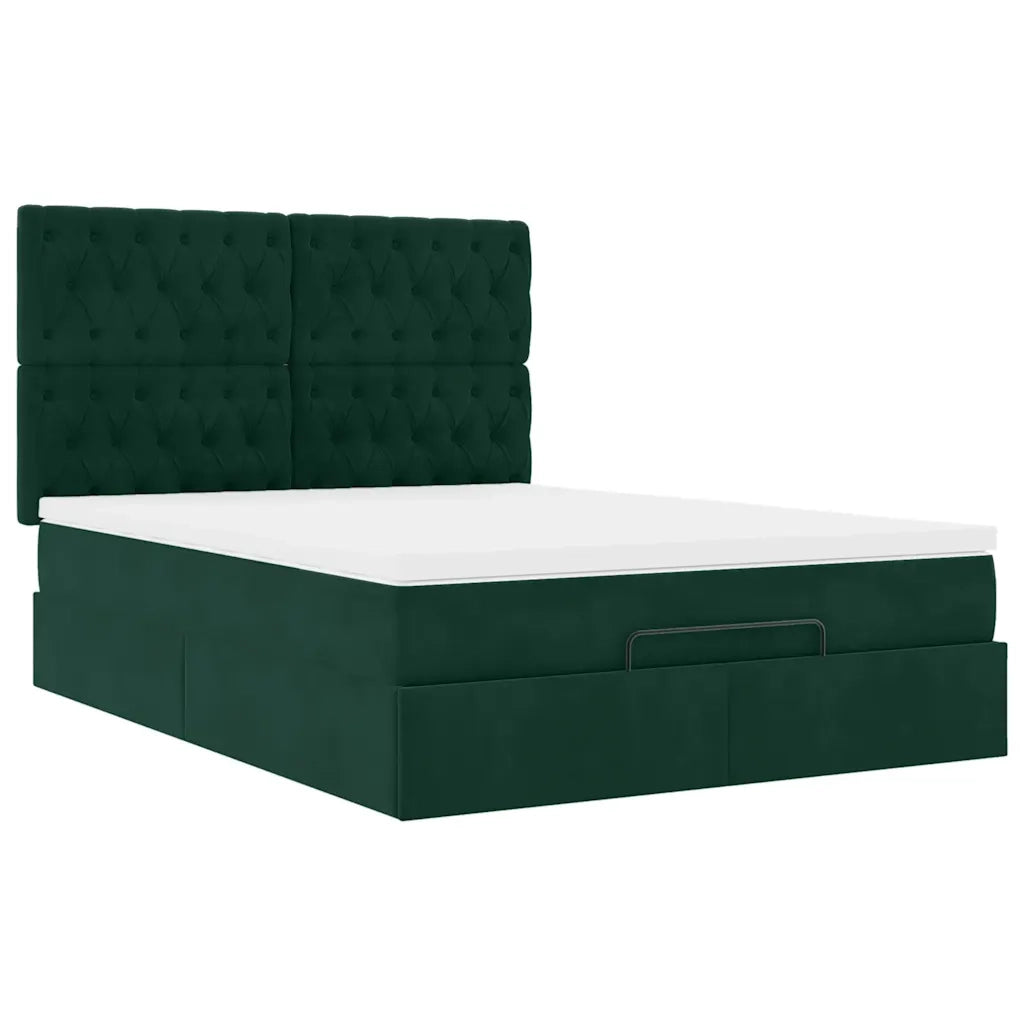 Struttura Letto Pouf con Materassi 140x190 cm in Velluto