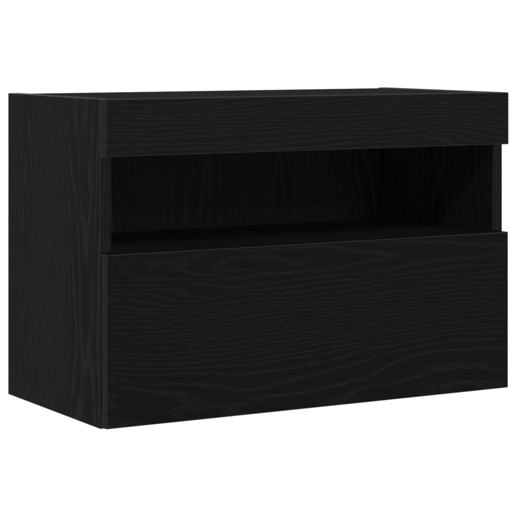 Mobile TV  con luci LED Rovere Nero 60x30x40 cm