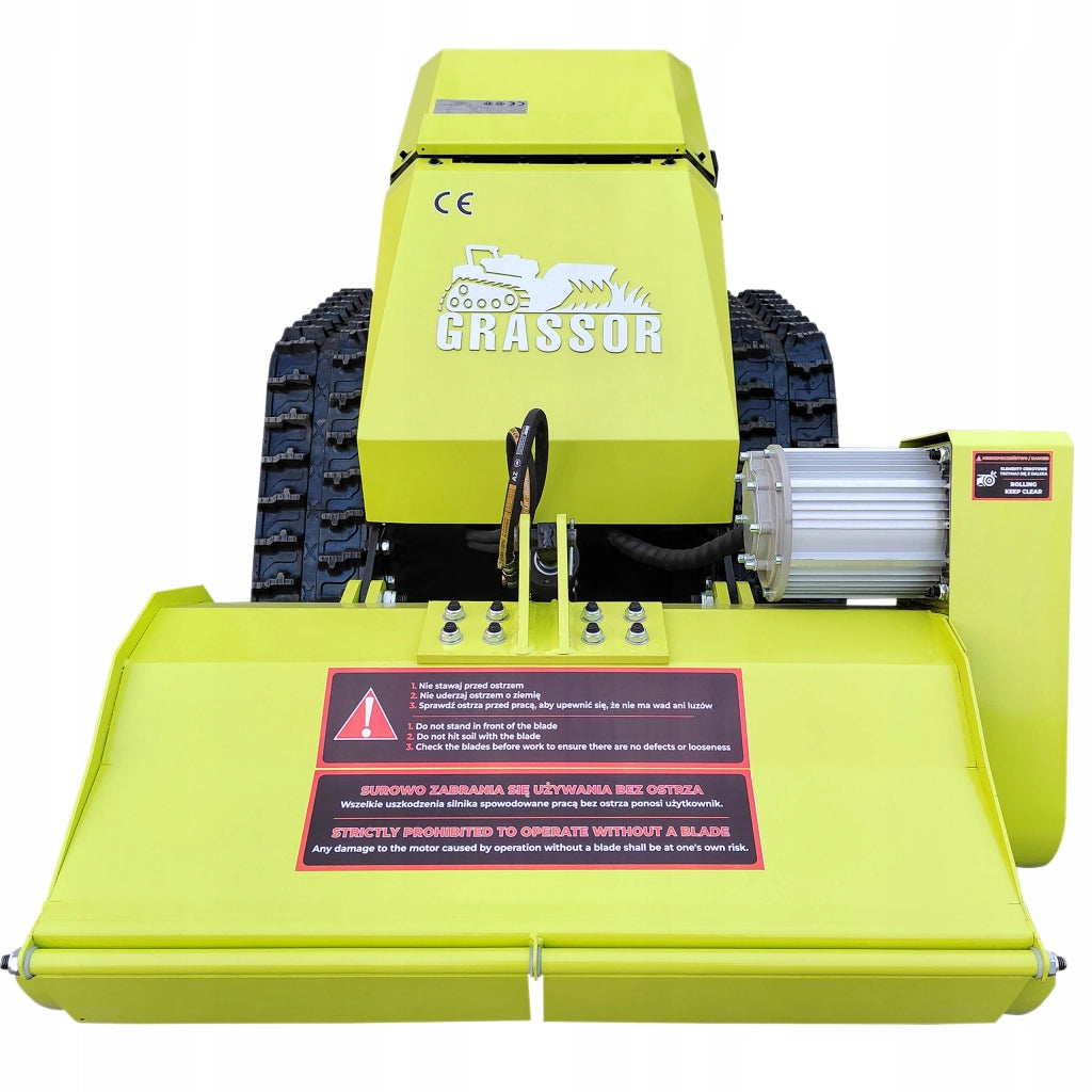 Kosiatrice Trinciatrice Elettrica Grassor AgroForce 800E-10 – 80 cm, 3000W, Batteria 8kWh, Telecomando 200 m, Cingolata